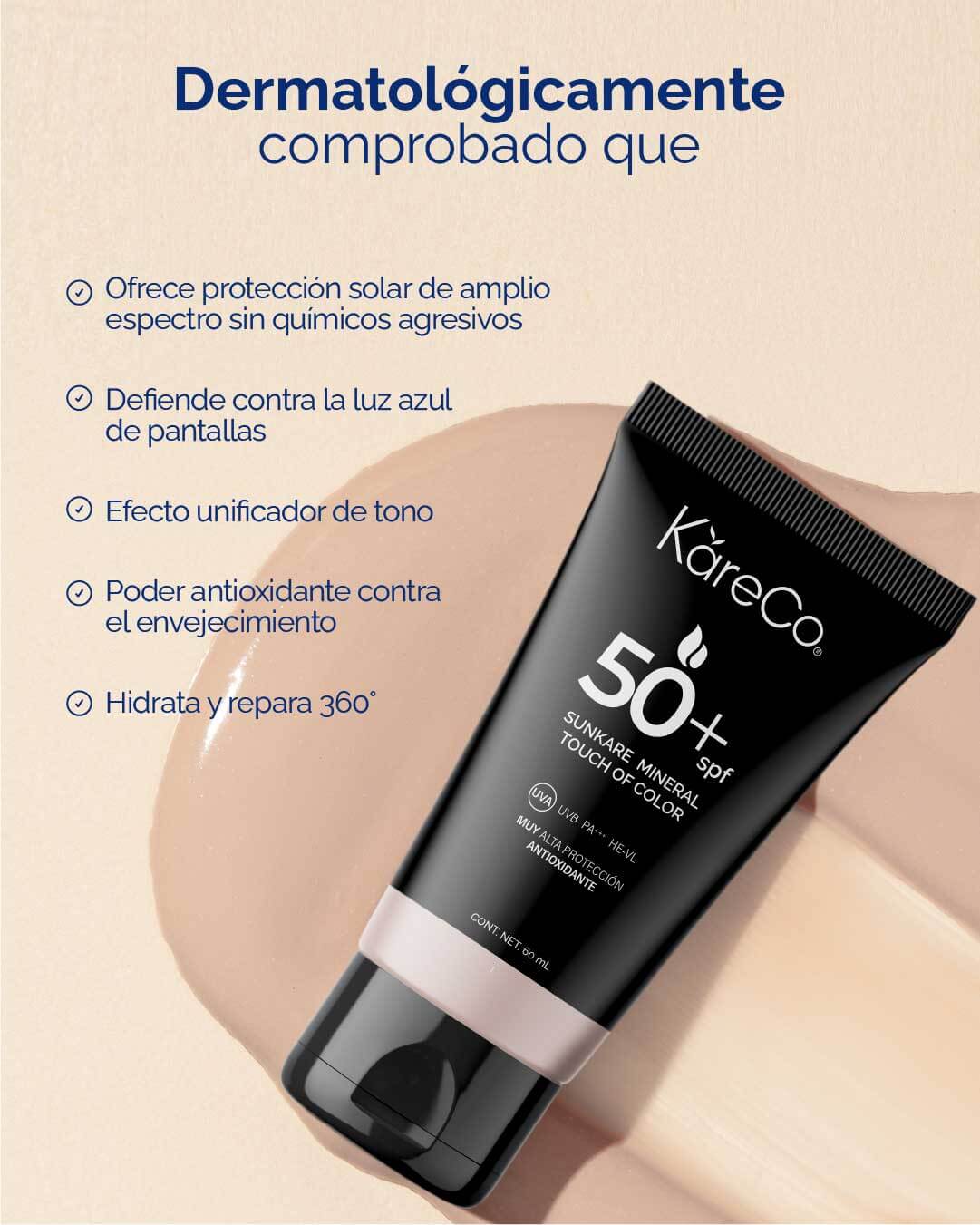 SUNKARE MINERAL TOUCH OF COLOR Protector solar facial unificador FPS 50+