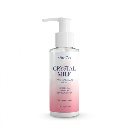 Krystal Milk de KareCo, leche hidratante facial rosa de 150 ml con bomba, con niacinamida, ceramidas y centella asiática