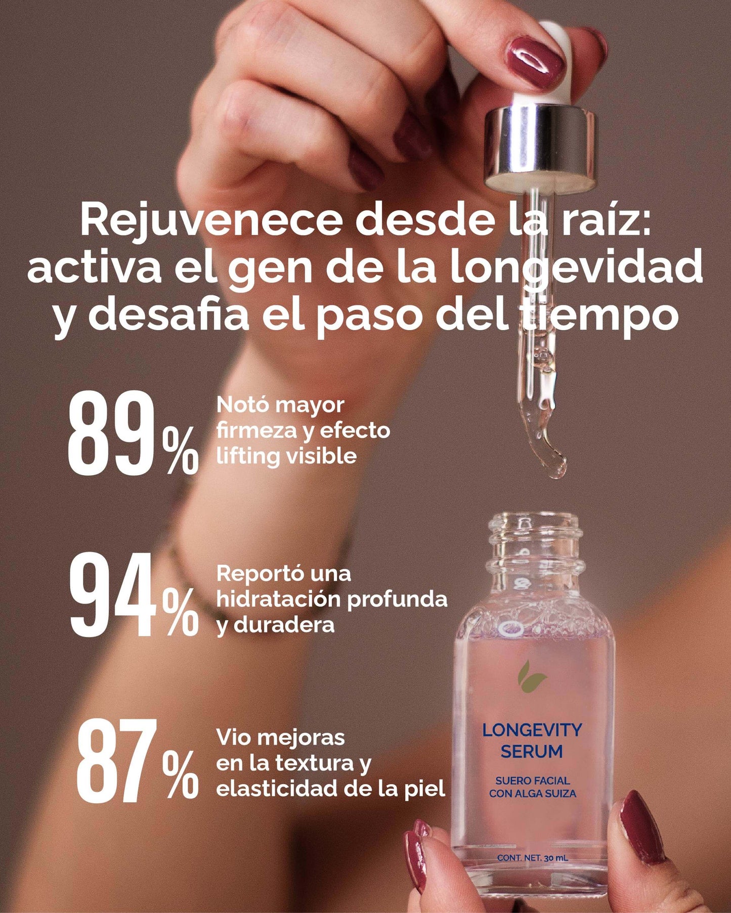 Longevity Serum: Suero facial con Alga Suiza - KareCo Derm