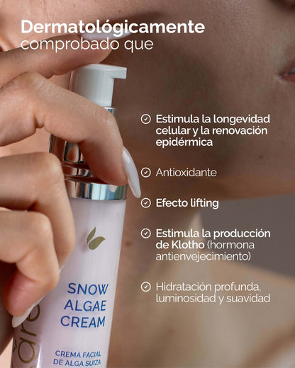 Snow Algae Cream: Crema Facial Antiedad con Alga Suiza y Células Madre - KareCo Derm