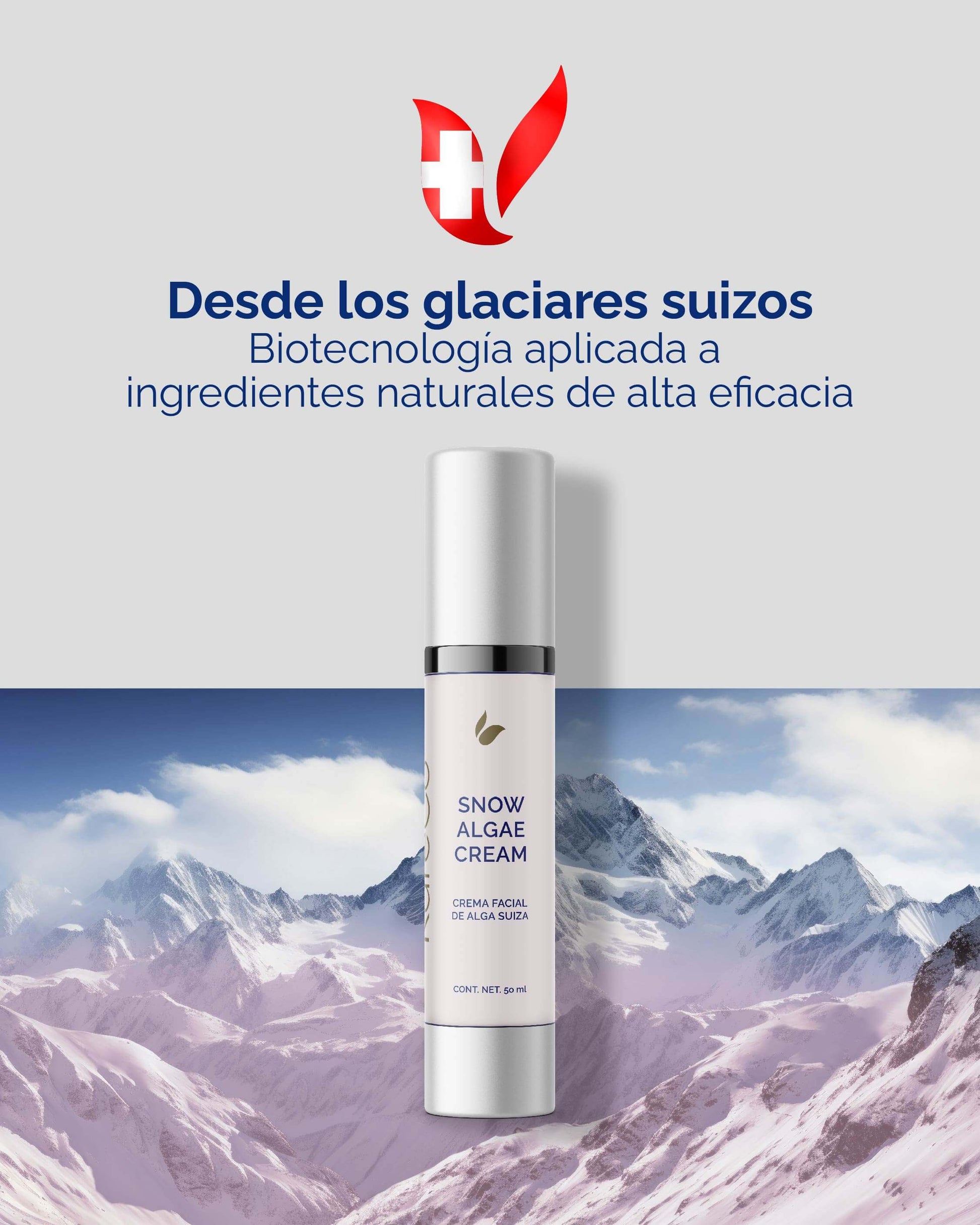 Snow Algae Cream: Crema Facial Antiedad con Alga Suiza y Células Madre - KareCo Derm